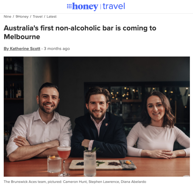 9 travel article referencing Australia's first non-alcoholic bar, in melbourne