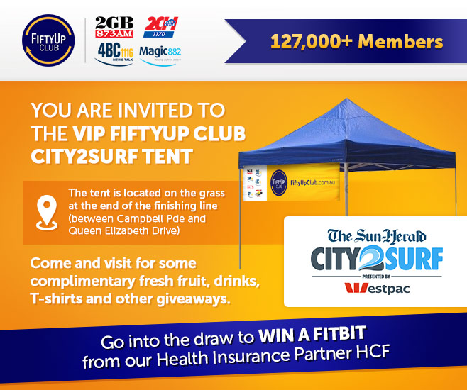 Come join us at the City2Surf in the FiftyUp Club tent